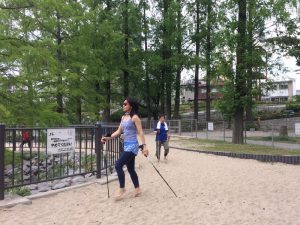 Walking Skip Running ビーチピラティス ノルディックウォーキング スキップ ランニング 大川 桜ノ宮ビーチ 写真